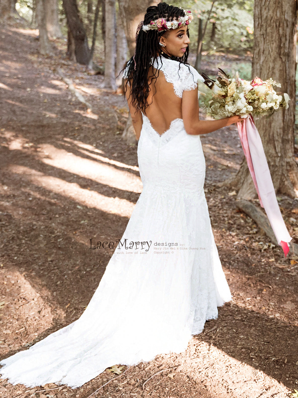 Fitted Lace Wedding Dress with Keyhole ...